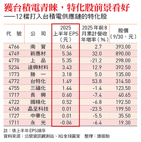 獲台積電青睞，特化股前景看好 ——12檔打入台積電供應鏈的特化股