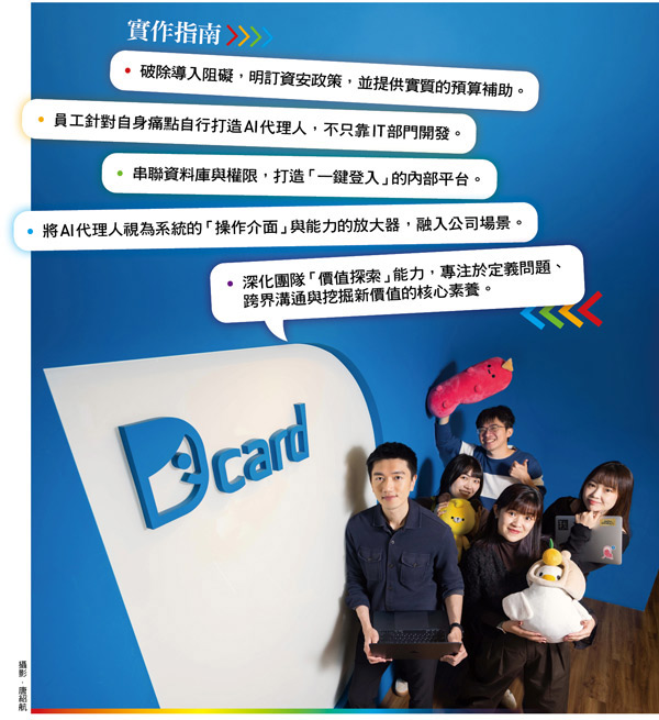 Dcard執行長林裕欽（左一）親身體驗氛圍開發，進而帶動全員學習，徹底改變工作的 方式。