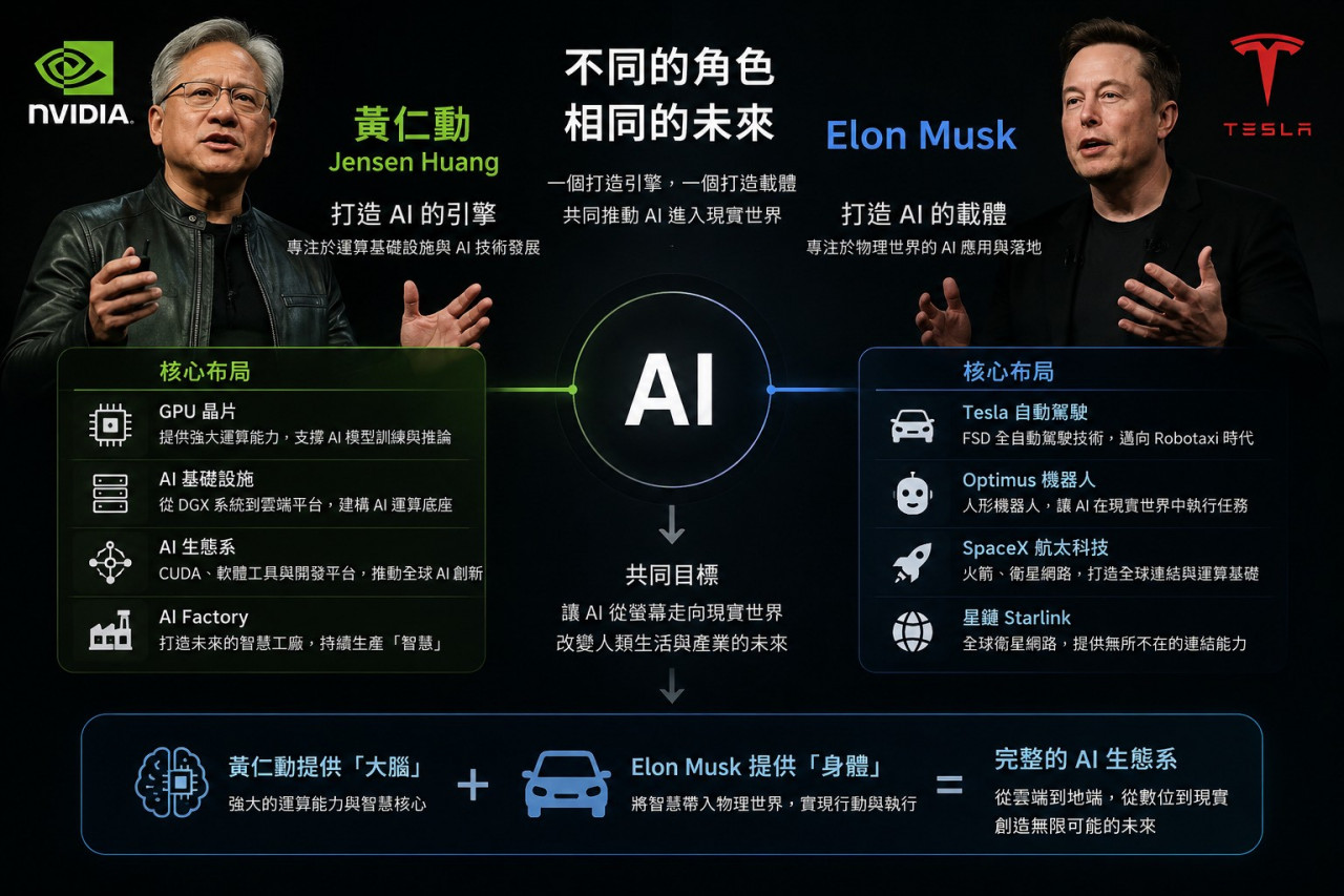 黃仁勳V.S.Elon Musk相同未來佈局