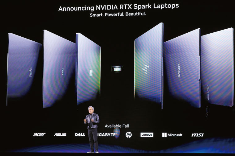 輝達執行長黃仁勳宣布推出RTX Spark平台筆電系列，投身Arm架構筆電陣營。