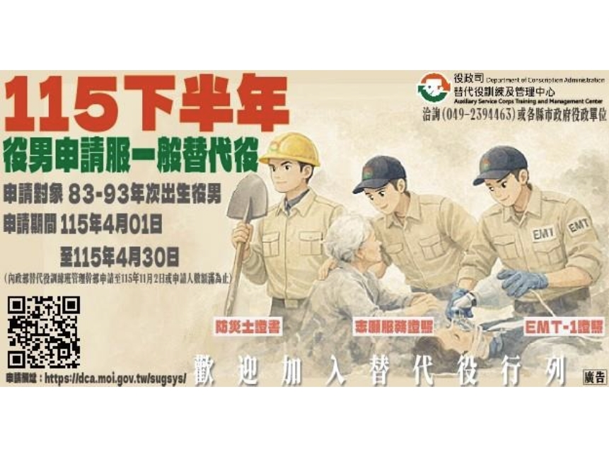 役男注意！替代役申請4/1起開放，替代役要當多久？登記資格、線上申請步驟、錄取名額一次看