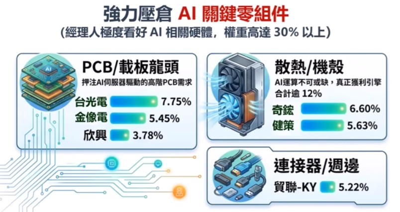 00981A重壓PCB載板等AI關鍵零組件類股