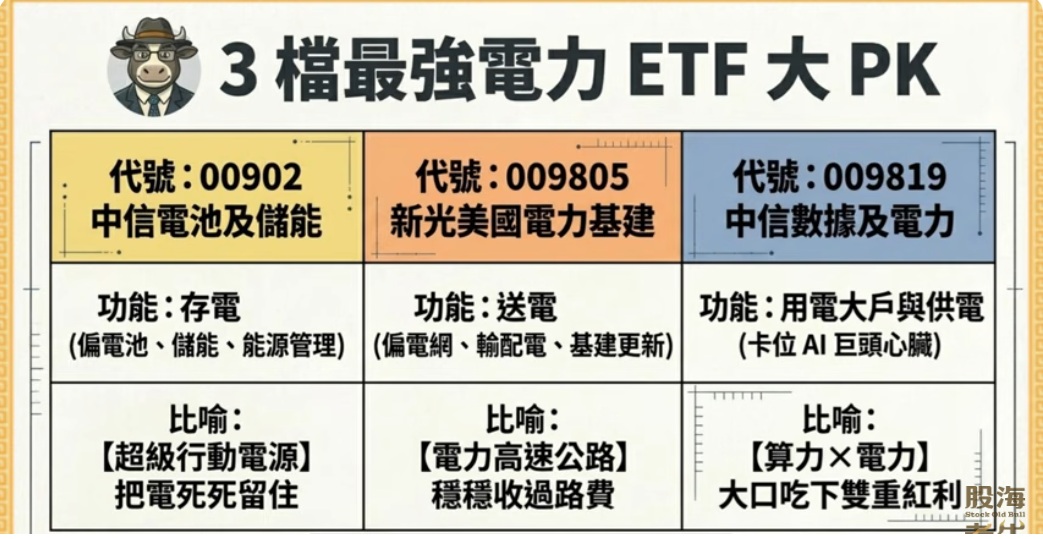 00902 009805 009819 3檔電力ETF分析比較