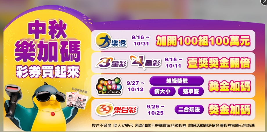 台彩中秋節加碼