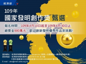 109年國家發明創作獎總獎金880萬 廣邀創新好手競逐