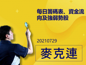 【麥克連】20210729每日籌碼表、資金流向及強弱勢股