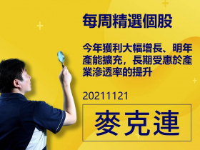 【麥克連】20211121精選個股：今年獲利大幅增長、明年產能擴充，長期受惠於產業滲透率的提升
