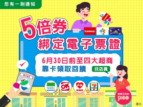 紙本五倍券兌領及電子票證靠卡回饋，最後期限至6月底，請把握時間