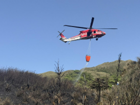 影／陽明山火燒山毀50公頃…黑鷹馳援3架次淡水河取水、百名警消合擊，5小時火滅了！初判是它釀災