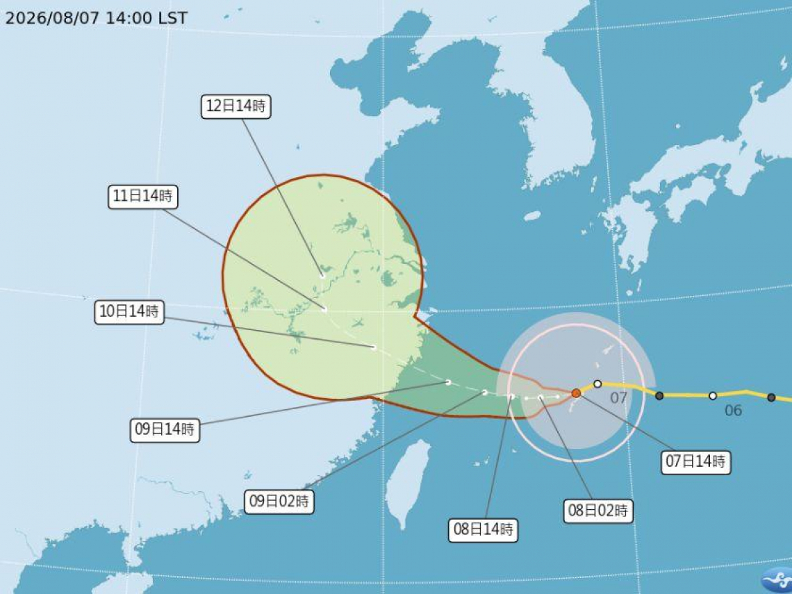 天氣／白海豚颱風最新路徑圖「陸警準備」！豪大雨紫爆影響時間曝光，颱風假機率多大，10日報先看