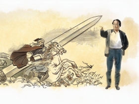 東山  三年苦讀逾百遍  領略兵法要義