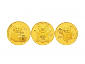 二O一九「福祿壽」祥瑞金豬紀念金幣 福祿壽祥瑞金豬，多福聚財享高壽