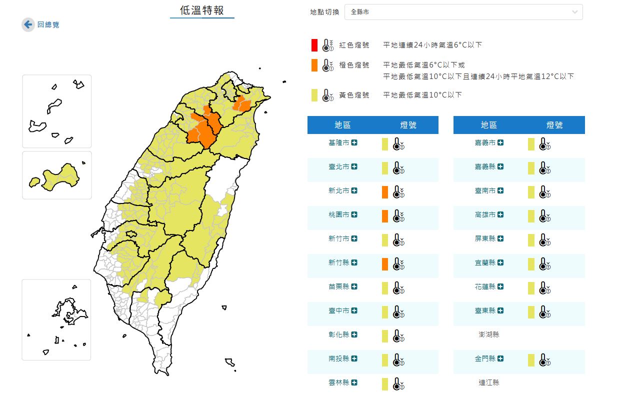 天氣低溫特報寒流