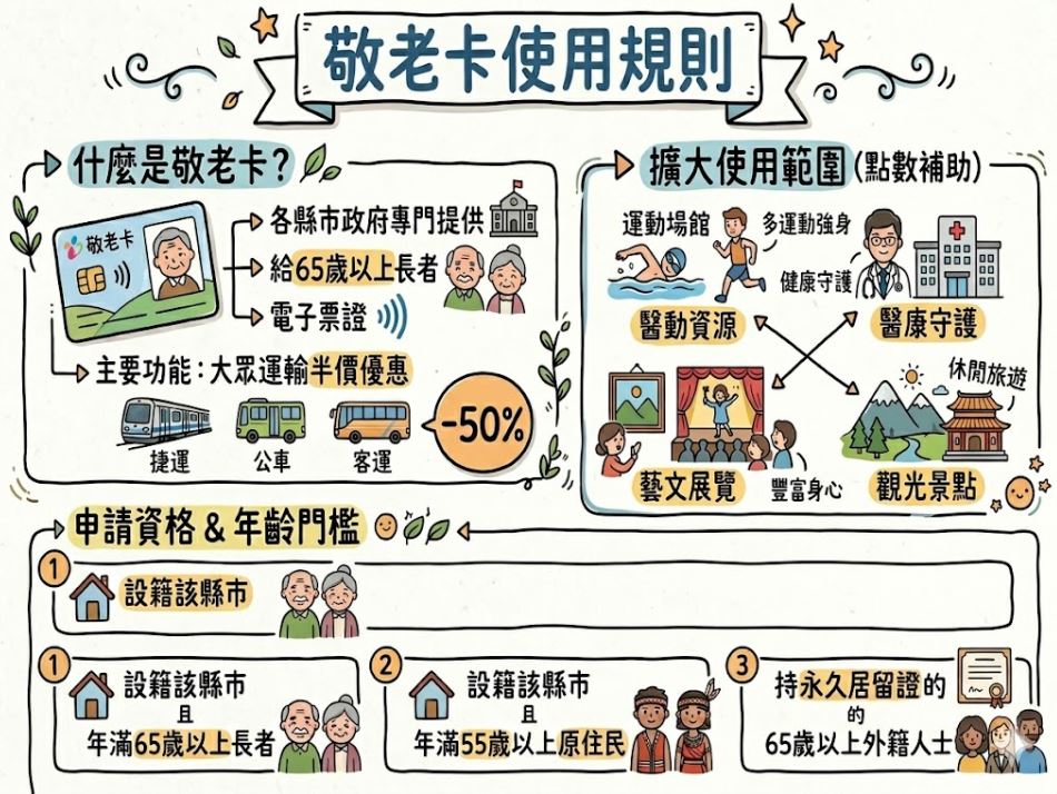 2026敬老卡優惠／22縣市它發1500居冠！不只計程車、台鐵高鐵，連掛號費都能抵…使用範圍、方式、期限總整理