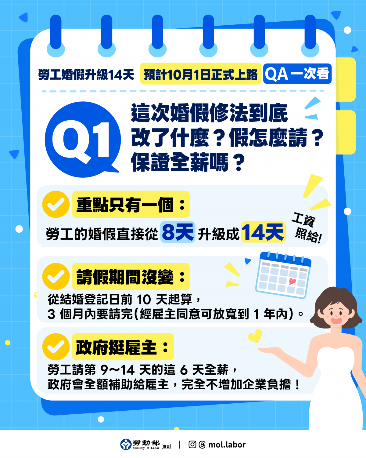 婚假14天