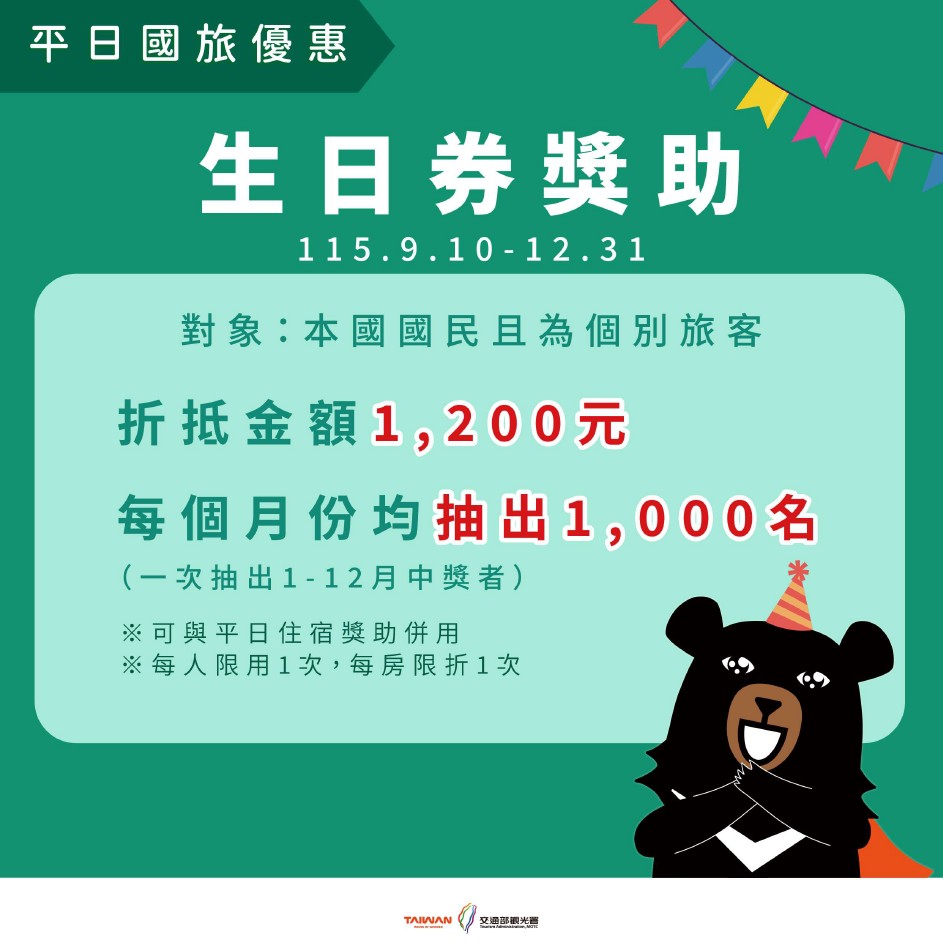 國旅補助生日券