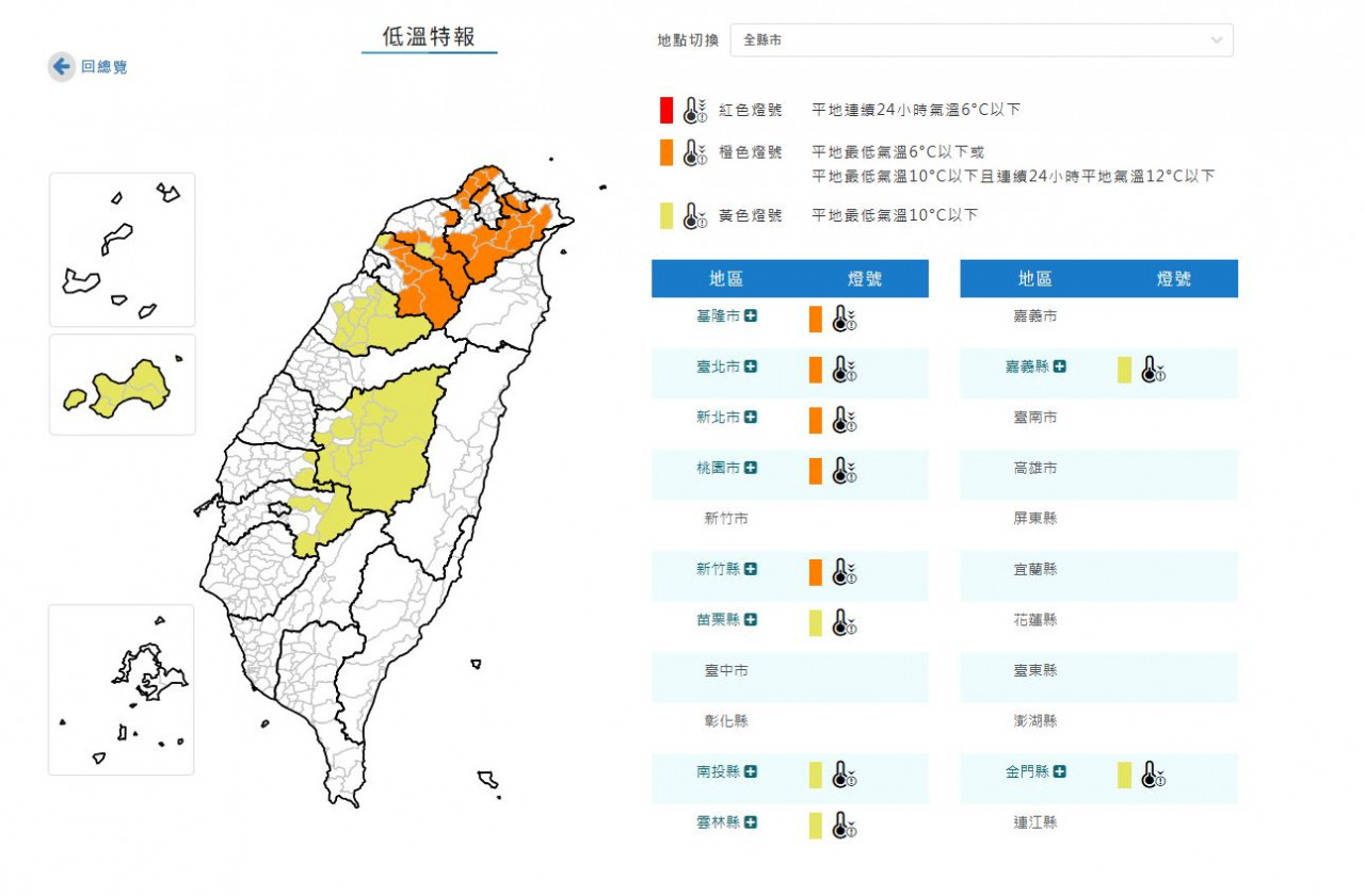天氣低溫預報氣溫寒流