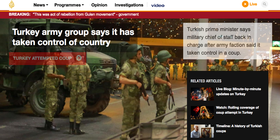 土耳其爆政變 軍方稱控制政府