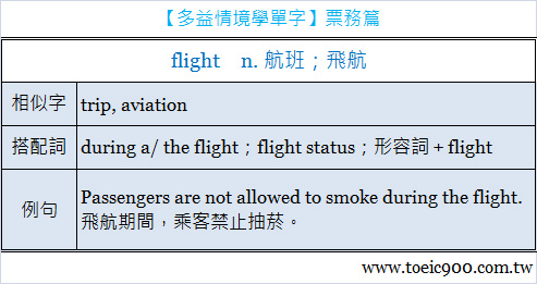 【多益情境學單字】票務篇:flight - 今周刊