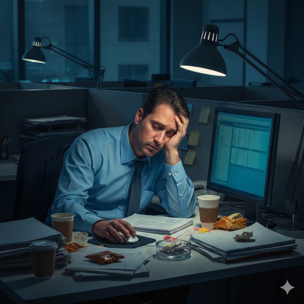 ▲ 過勞示意圖。圖／由Gemini生成