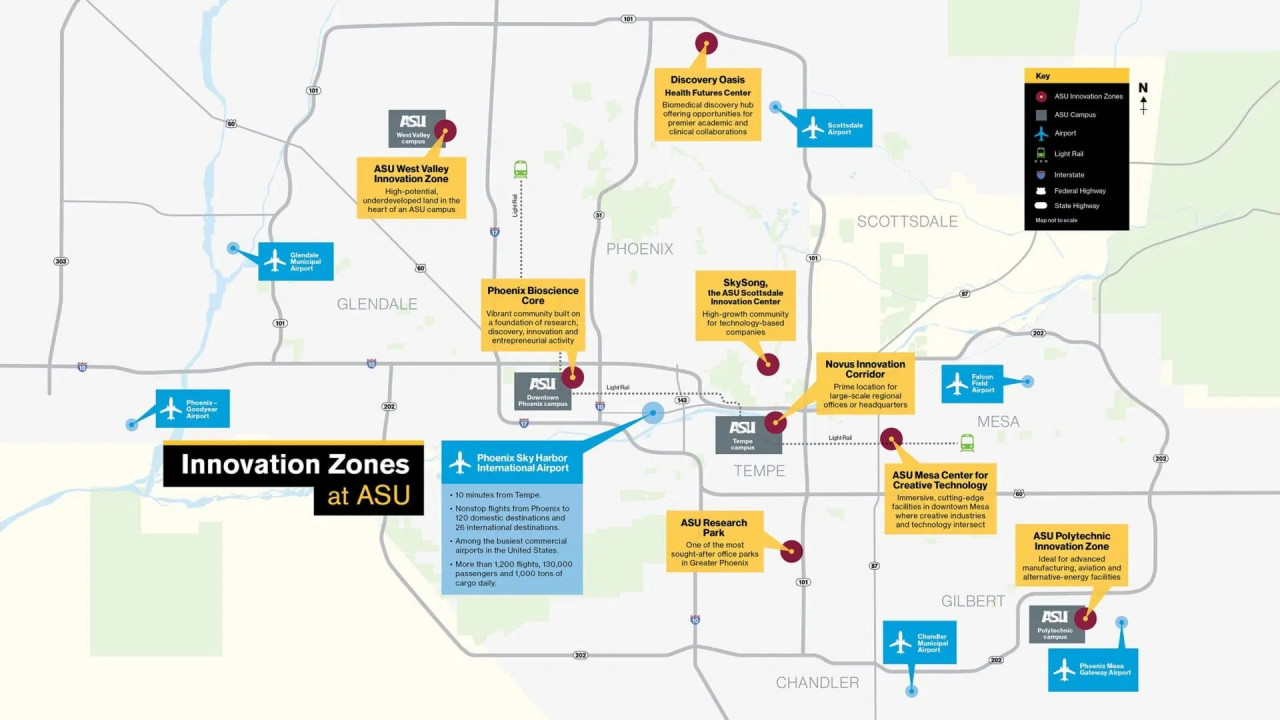 亞利桑那州立大學位於大鳳凰城地區的所有創新區（innovaton zone）
