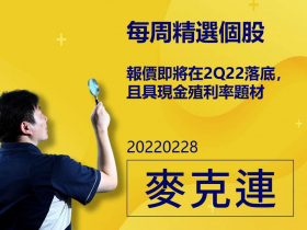 【麥克連】20220228精選個股：報價即將在2Q22落底，且具現金殖利率題材