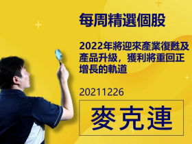 【麥克連】20211226精選個股：2022年將迎來產業復甦及產品升級，獲利將重回正增長的軌道
