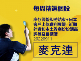 【麥克連】20220911精選個股：庫存調整即將結束+日本客戶上修獲利展望=近期外資和本土券商紛紛調高評等及目標價