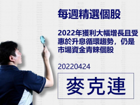 【麥克連】20220424精選個股：2022年獲利大幅增長且受惠於升息循環趨勢，仍是市場資金青睞個股