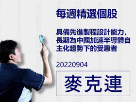 【麥克連】20220904精選個股：具備先進製程設計能力，長期為中國加速半導體自主化趨勢下的受惠者