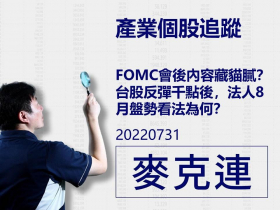 【麥克連】20220731產業個股追蹤：FOMC會後內容藏貓膩？台股反彈千點後，法人8月盤勢看法為何？