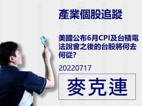 【麥克連】20220717產業個股追蹤：美國公布6月CPI及台積電法說會之後的台股將何去何從？